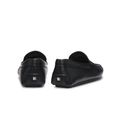 Boss Leather Moccasins With Woven Vamp Black Black