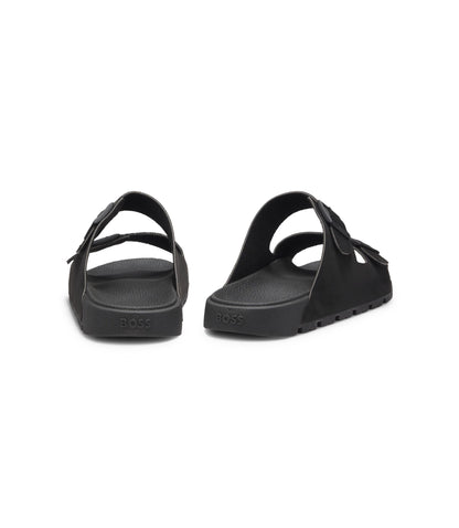 Boss Two Strap Slides With Branded Buckles Black Black