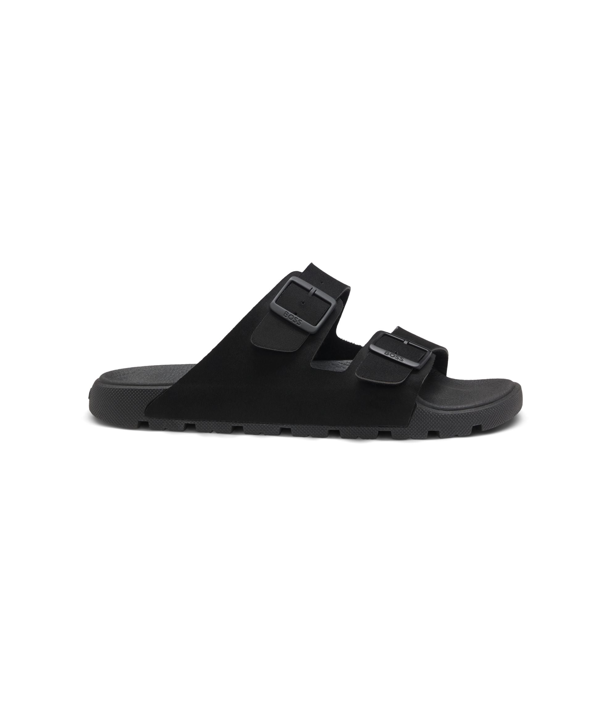 Boss Two Strap Slides With Branded Buckles Black Black
