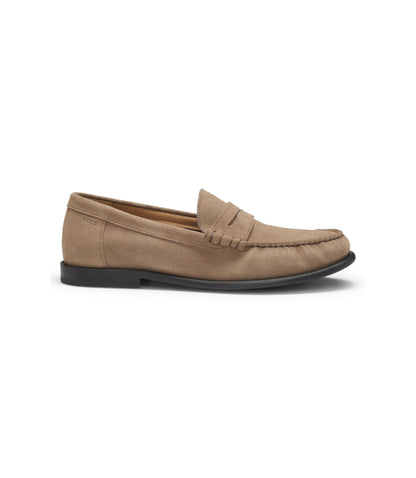 Boss Penny Trim Moccasins In Suede Beige Beige