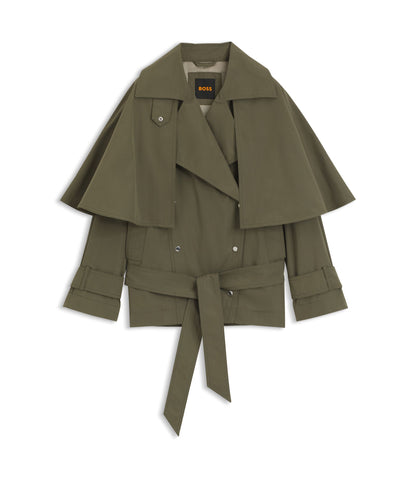 Boss Water Repellent Trench Coat With Belt Light Green Women's