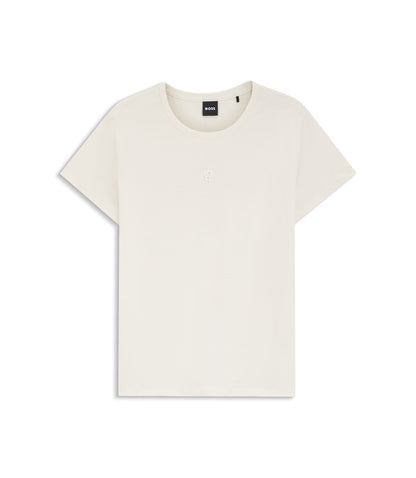 Boss Mercerised Cotton T Shirt In A Regular Fit White Women's
