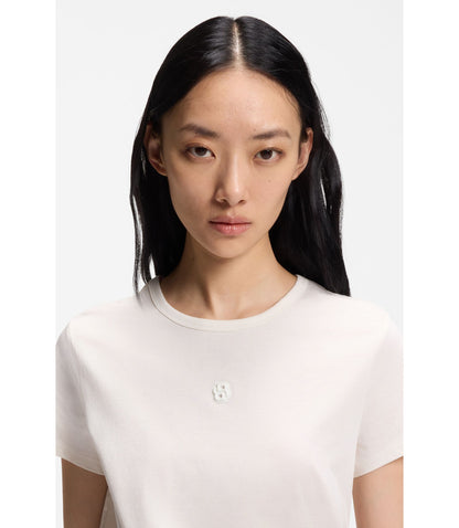 Boss Mercerised Cotton T Shirt In A Regular Fit White Women's