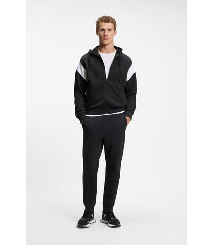 Boss Regular Fit Zip Up Sweatshirt In Spacer Pique Dark Blue
