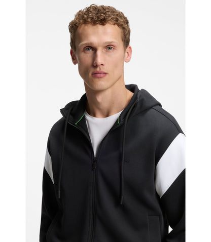 Boss Regular Fit Zip Up Sweatshirt In Spacer Pique Dark Blue