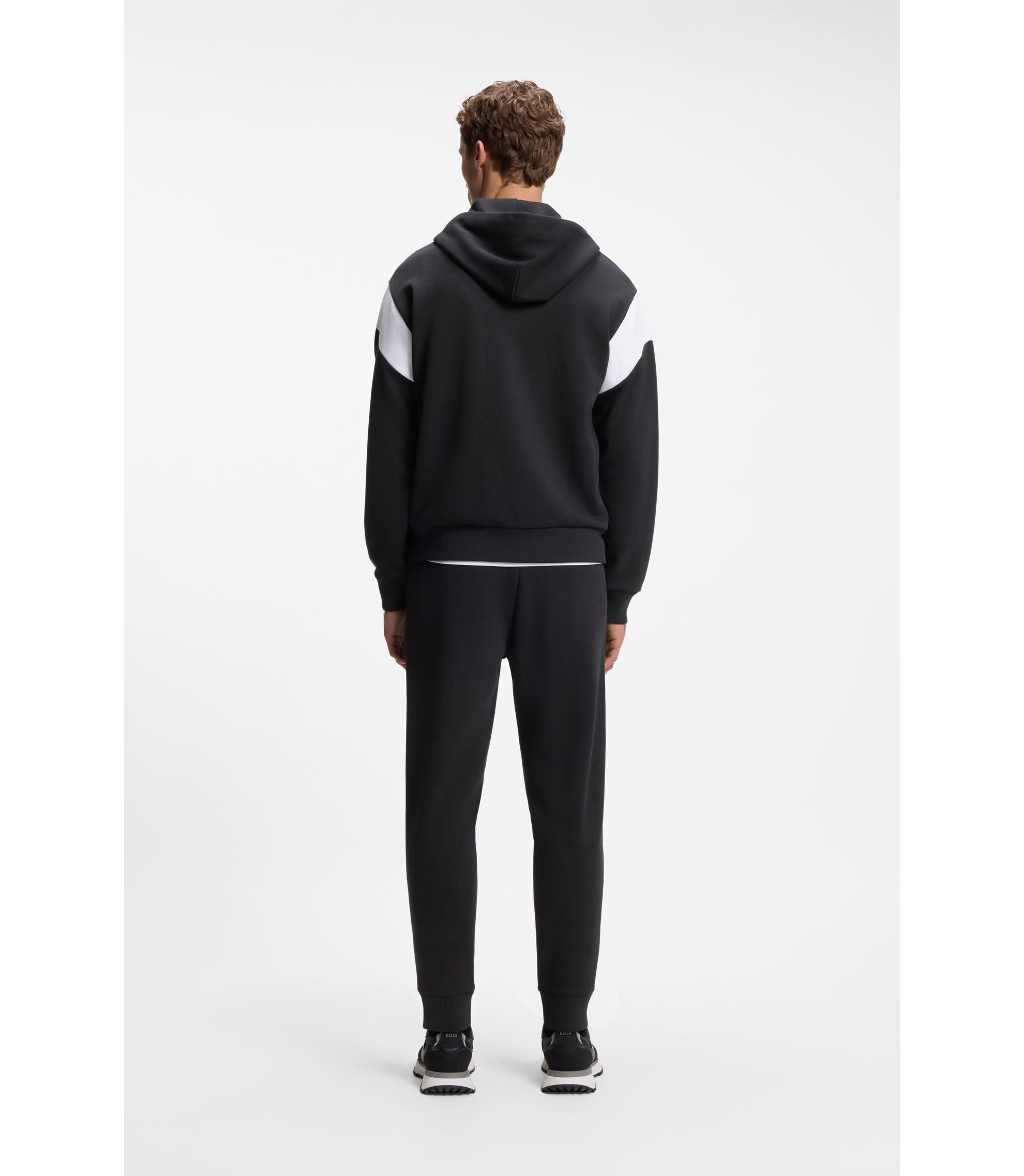 Boss Regular Fit Zip Up Sweatshirt In Spacer Pique Dark Blue