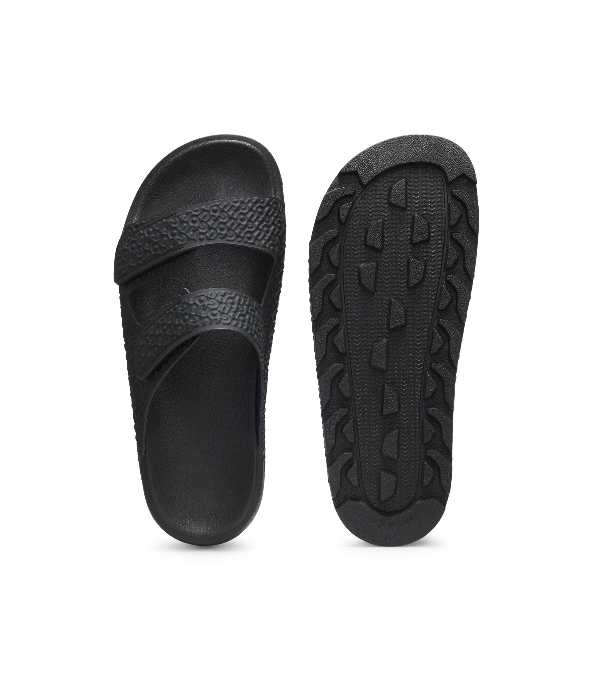 Hugo Monogram Sandals With Riptape Straps Black Black