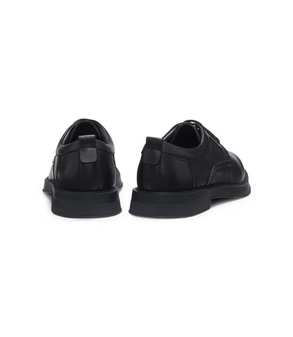 Hugo Derby Shoes In Leather With Perforated Monograms Black Black