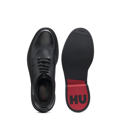 Hugo Derby Shoes In Leather With Perforated Monograms Black Black