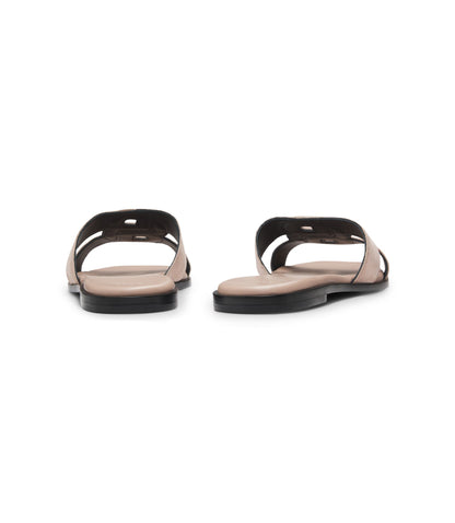 Boss Suede Slides With Stitched Double B Monogram Pink Womens Pink