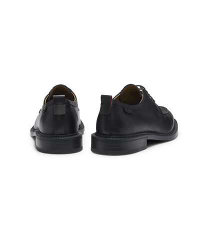 Hugo Derby Shoes In Leather With Straw Print Vamp Black Black