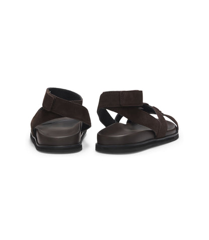 Boss Suede Sandals With Double B Monogram Dark Brown Womens Dark Brown