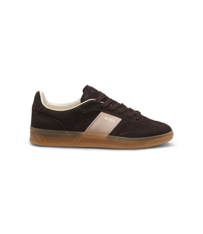 Boss Suede Trainers With Smooth Leather Trims Dark Brown Womens Dark Brown