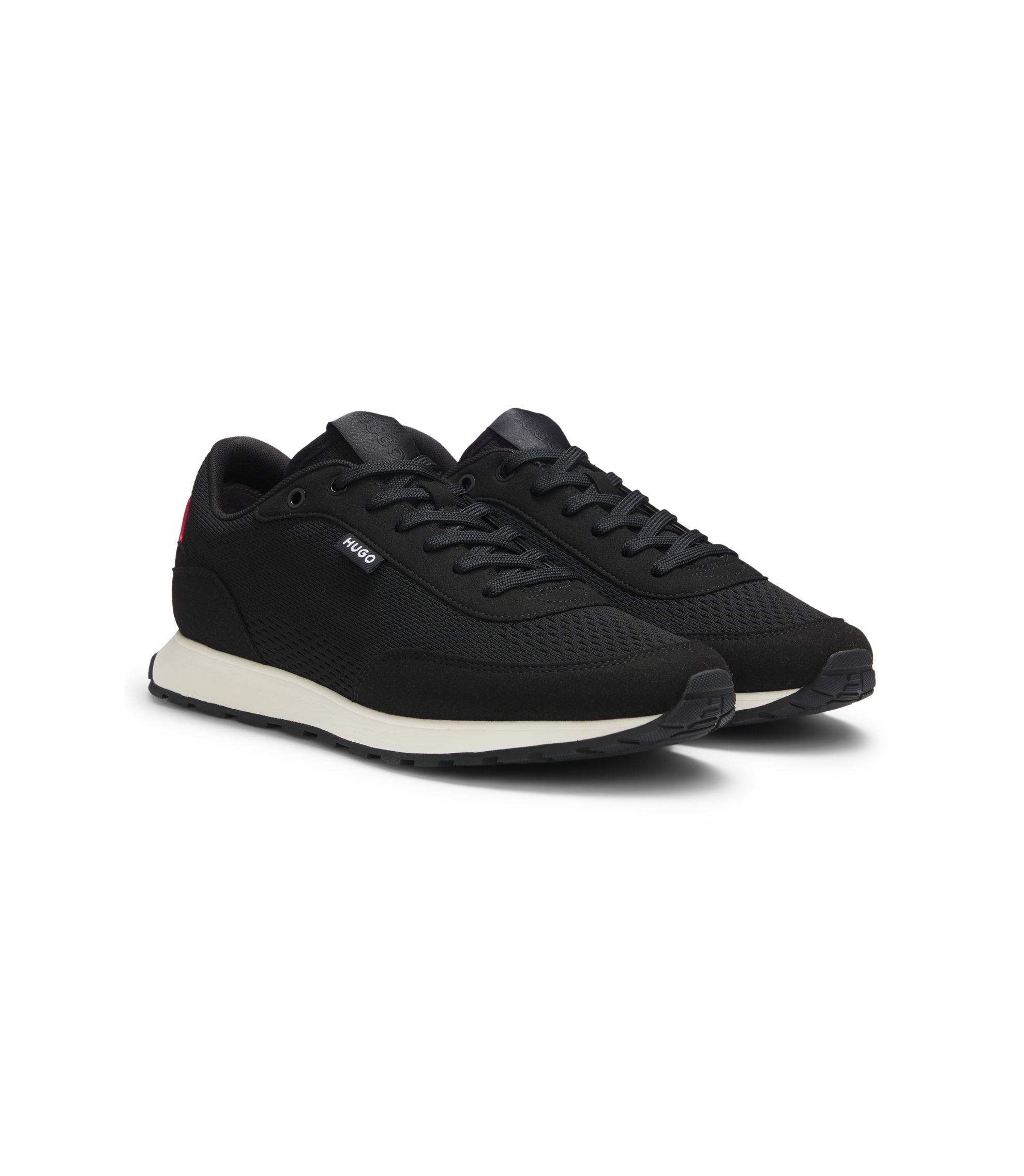 Hugo Knitted Upper Sneakers With Logo Flag Black Black