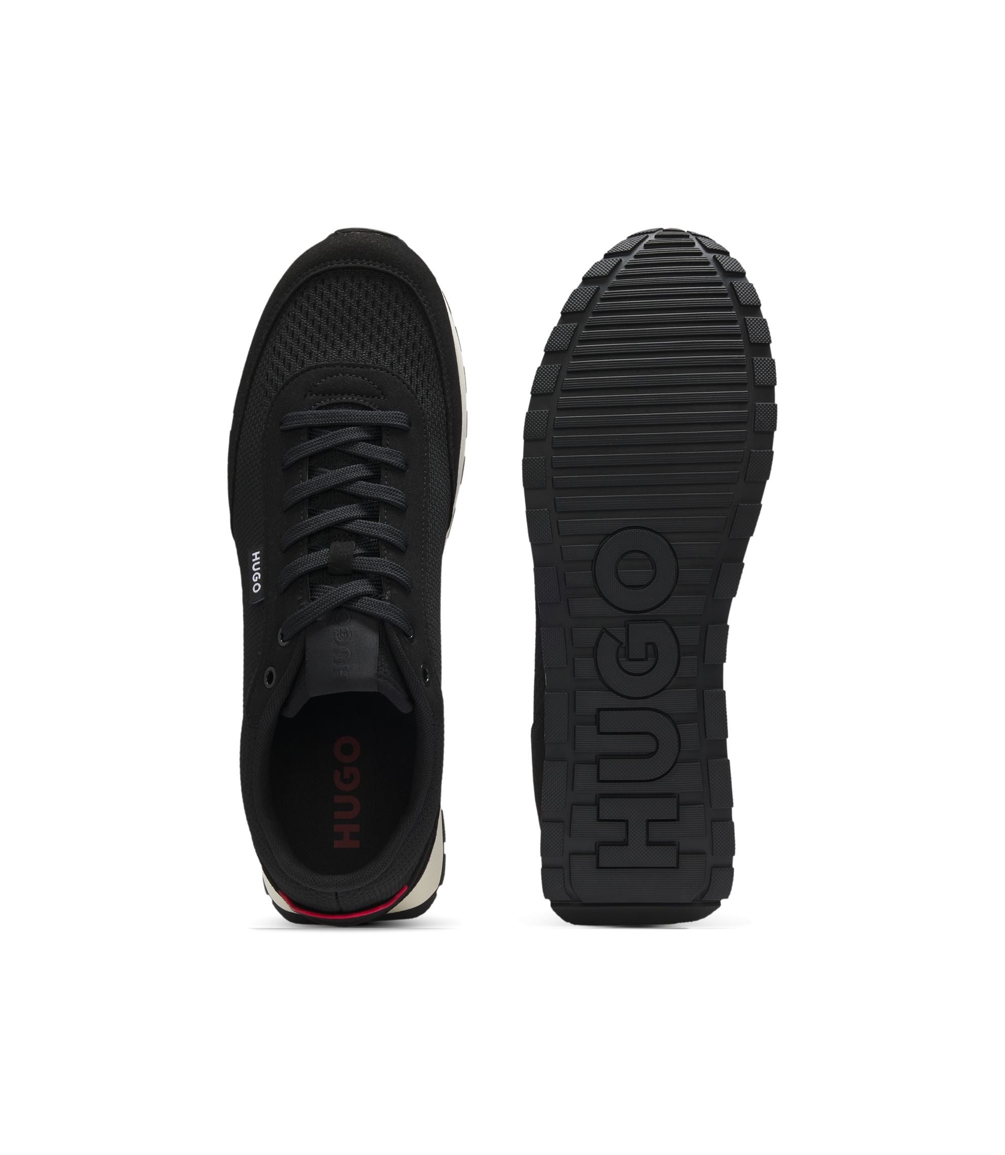 Hugo Knitted Upper Sneakers With Logo Flag Black Black