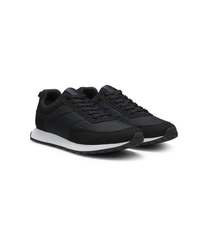 Hugo Running Inspired Trainers With Monogram Jacquard Uppers Black Black