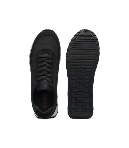 Hugo Running Inspired Trainers With Monogram Jacquard Uppers Black Black