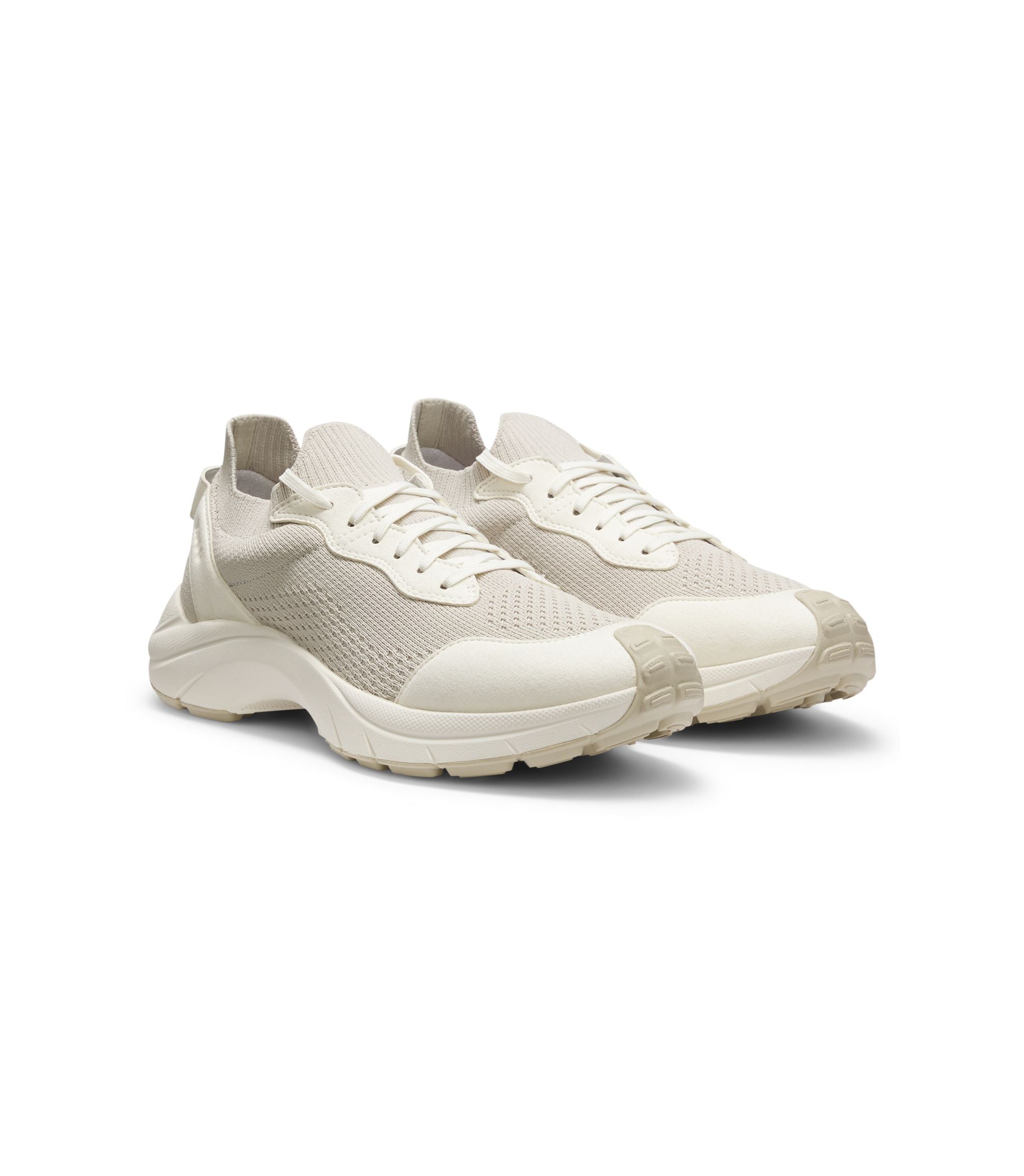 Hugo Knitted Upper Trainers With Embossed Logo Light Beige Light Beige