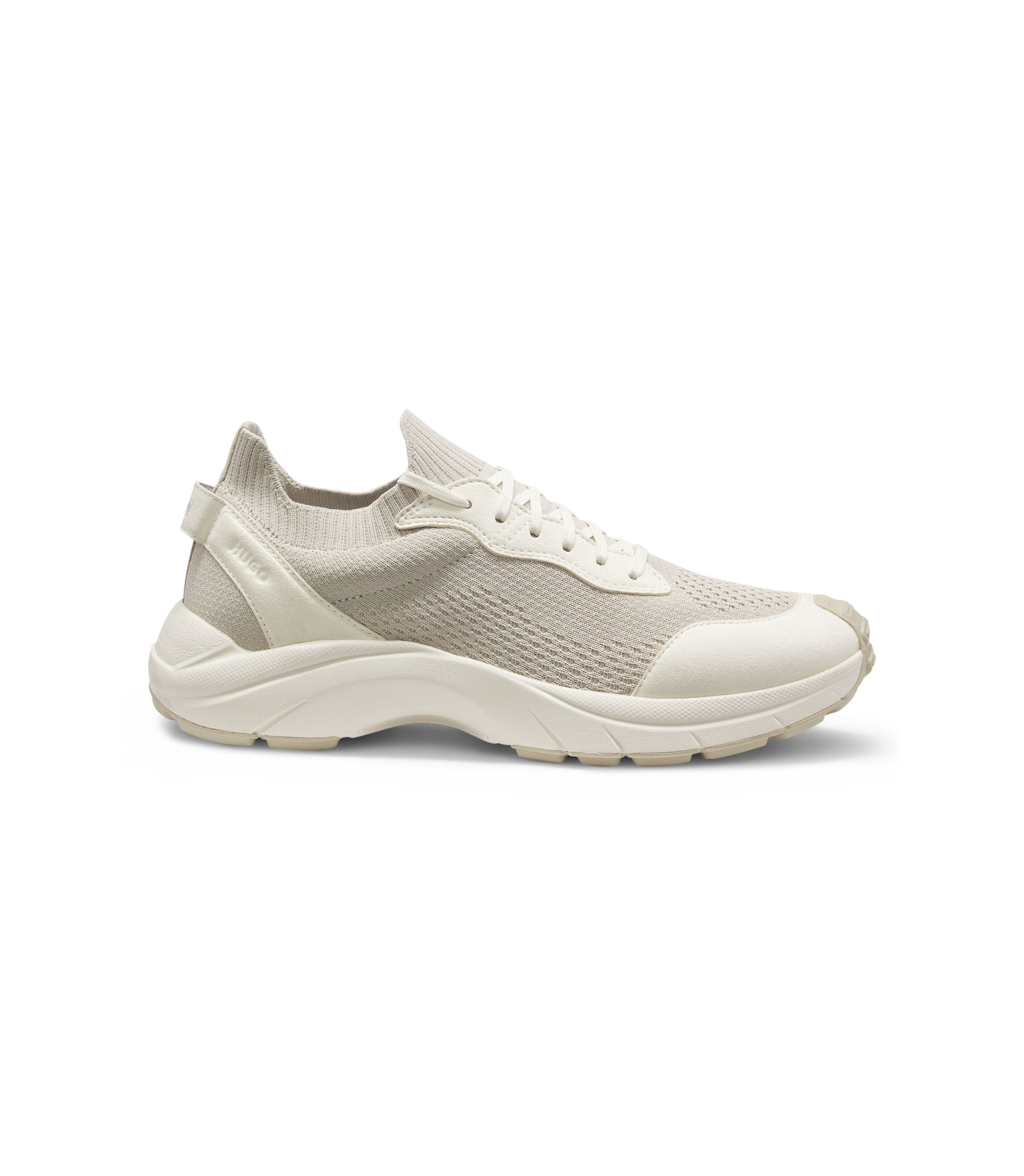 Hugo Knitted Upper Trainers With Embossed Logo Light Beige Light Beige