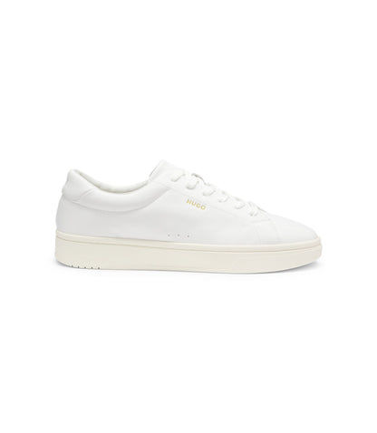 Hugo Nappa Leather Trainers With Gold Tone Logo White White