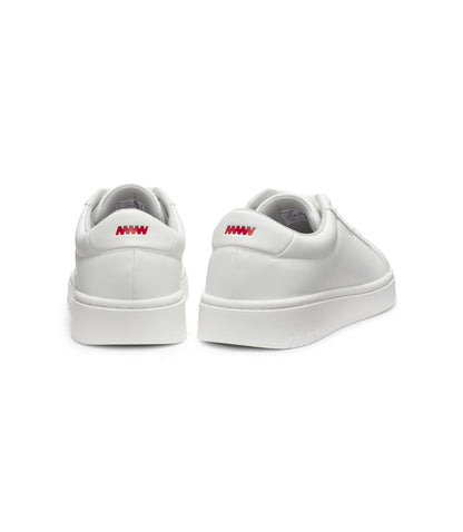 Hugo Contrast Logo Trainers In Faux Leather White White