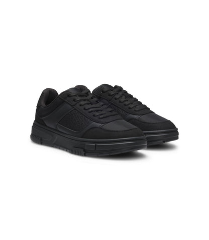 Hugo Lace Up Trainers With Monogram Detailing Black Black