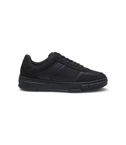Hugo Lace Up Trainers With Monogram Detailing Black Black