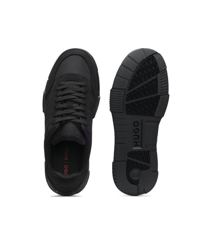 Hugo Lace Up Trainers With Monogram Detailing Black Black