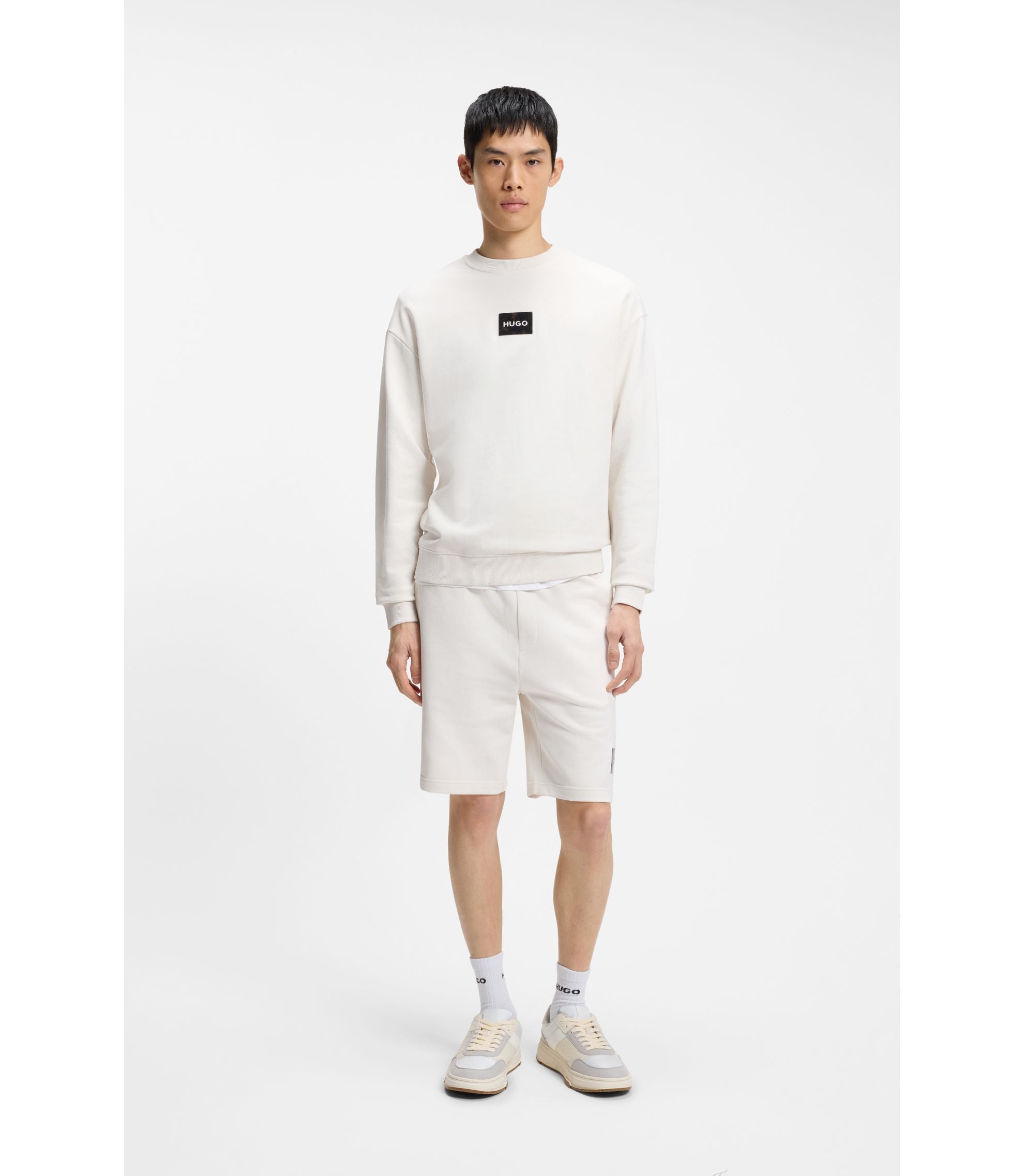 Hugo Lace Up Trainers With Monogram Detailing White White