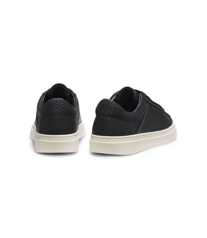 Boss Low Top Trainers With Woven And Grained Effects Black Black