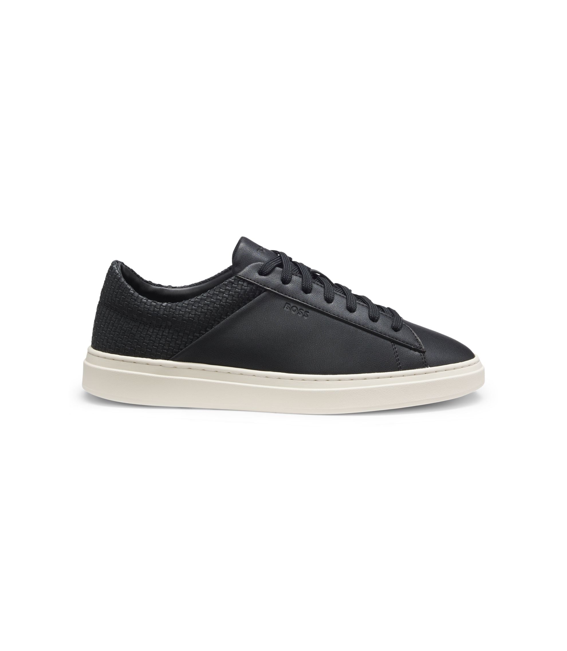 Boss Low Top Trainers With Woven And Grained Effects Black Black