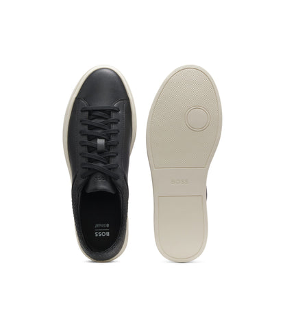 Boss Low Top Trainers With Woven And Grained Effects Black Black