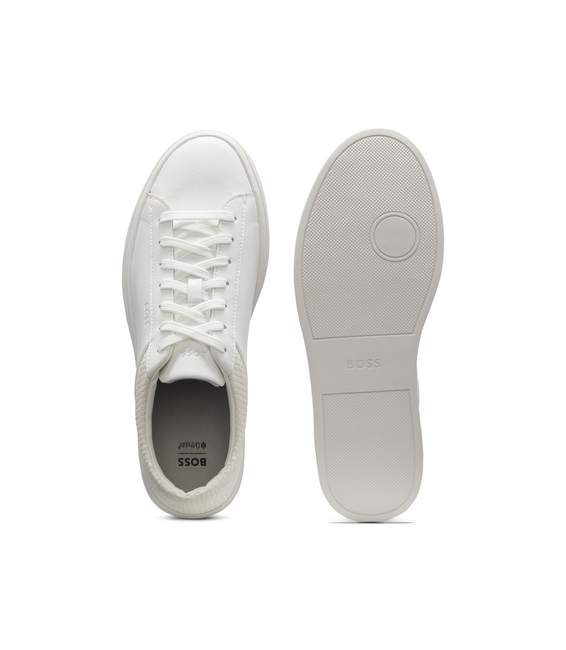 Boss Low Top Trainers With Woven And Grained Effects White White