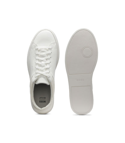 Boss Low Top Trainers With Woven And Grained Effects White White