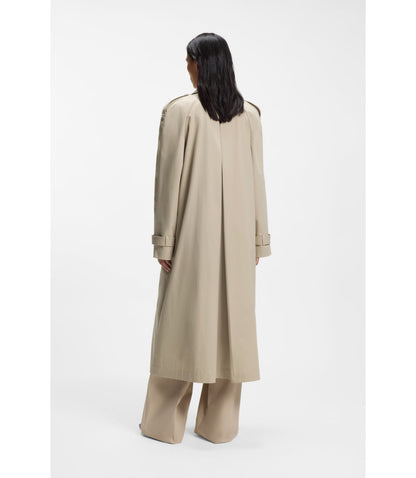 Boss Double Breasted Trench Coat With Low Waist Belt Light Beige Women's