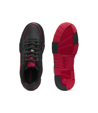 Hugo X Rb Bull Motif Sneakers With Faux Leather Black Black