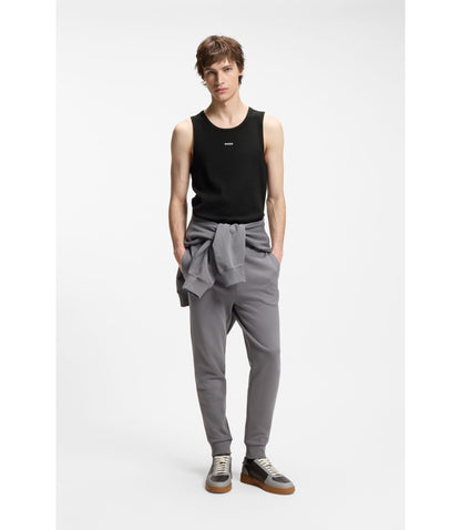 Hugo Contrast Logo Slim Fit Tank Top In Stretch Cotton Black