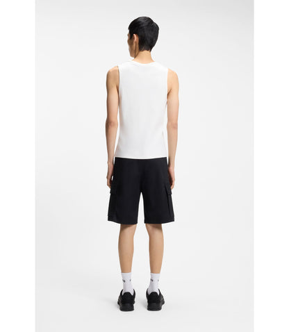 Hugo Contrast Logo Slim Fit Tank Top In Stretch Cotton White