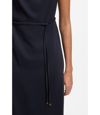 Boss Midi Length Dress With Gathered Shoulder Detail Dark Blue Women's