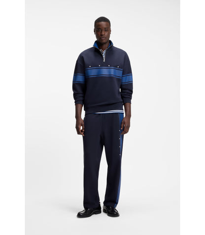 Hugo Relaxed Fit Sweatpants In Cotton With Side Stripe Dark Blue