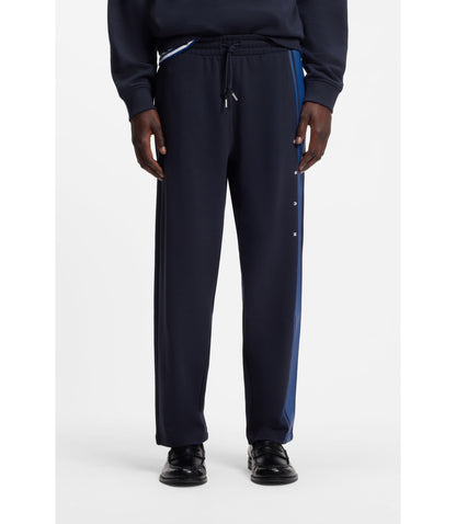 Hugo Relaxed Fit Sweatpants In Cotton With Side Stripe Dark Blue