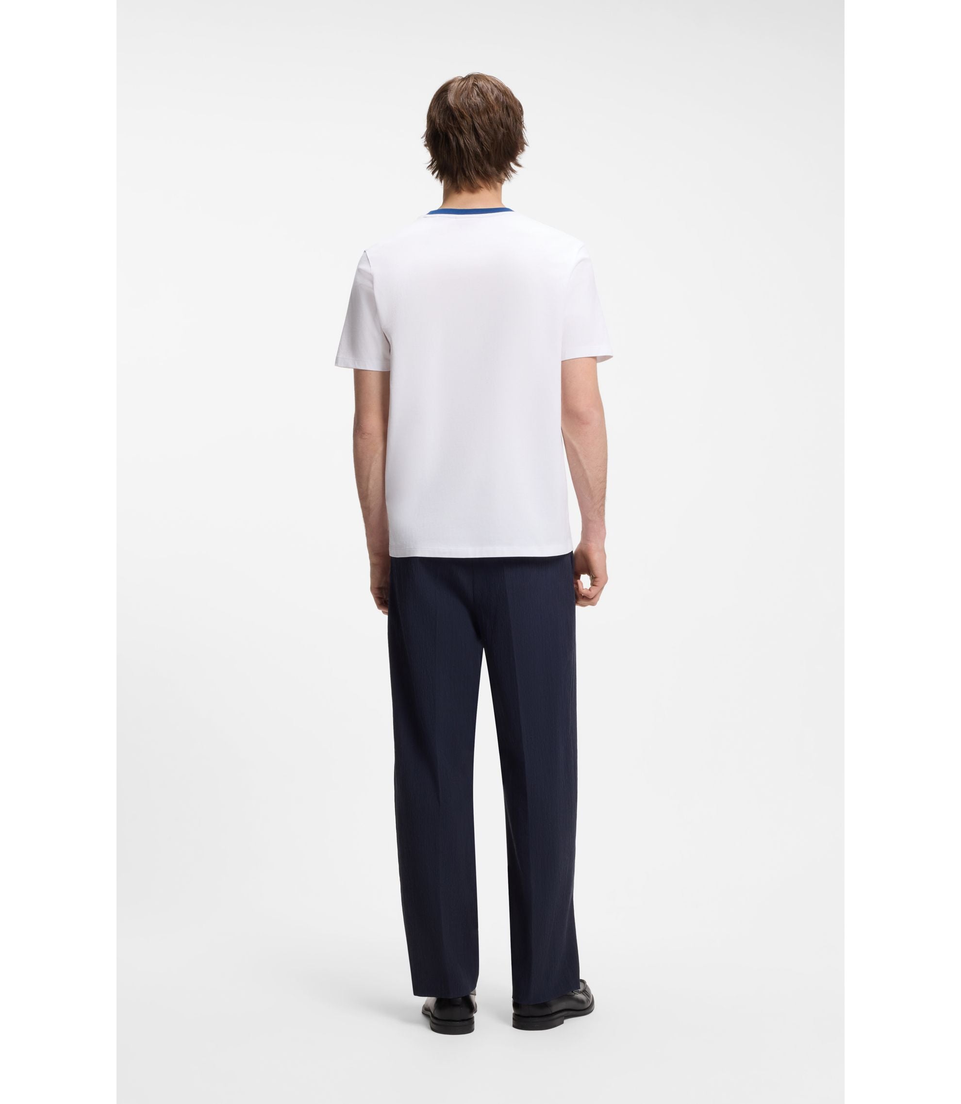 Hugo Cotton T Shirt With Printed Stripes White