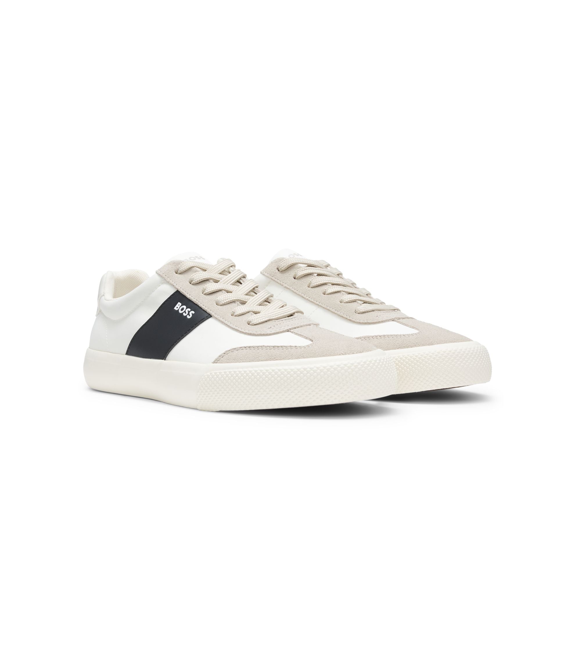 Boss Low Top Trainers With Suede Trims Light Beige Light Beige