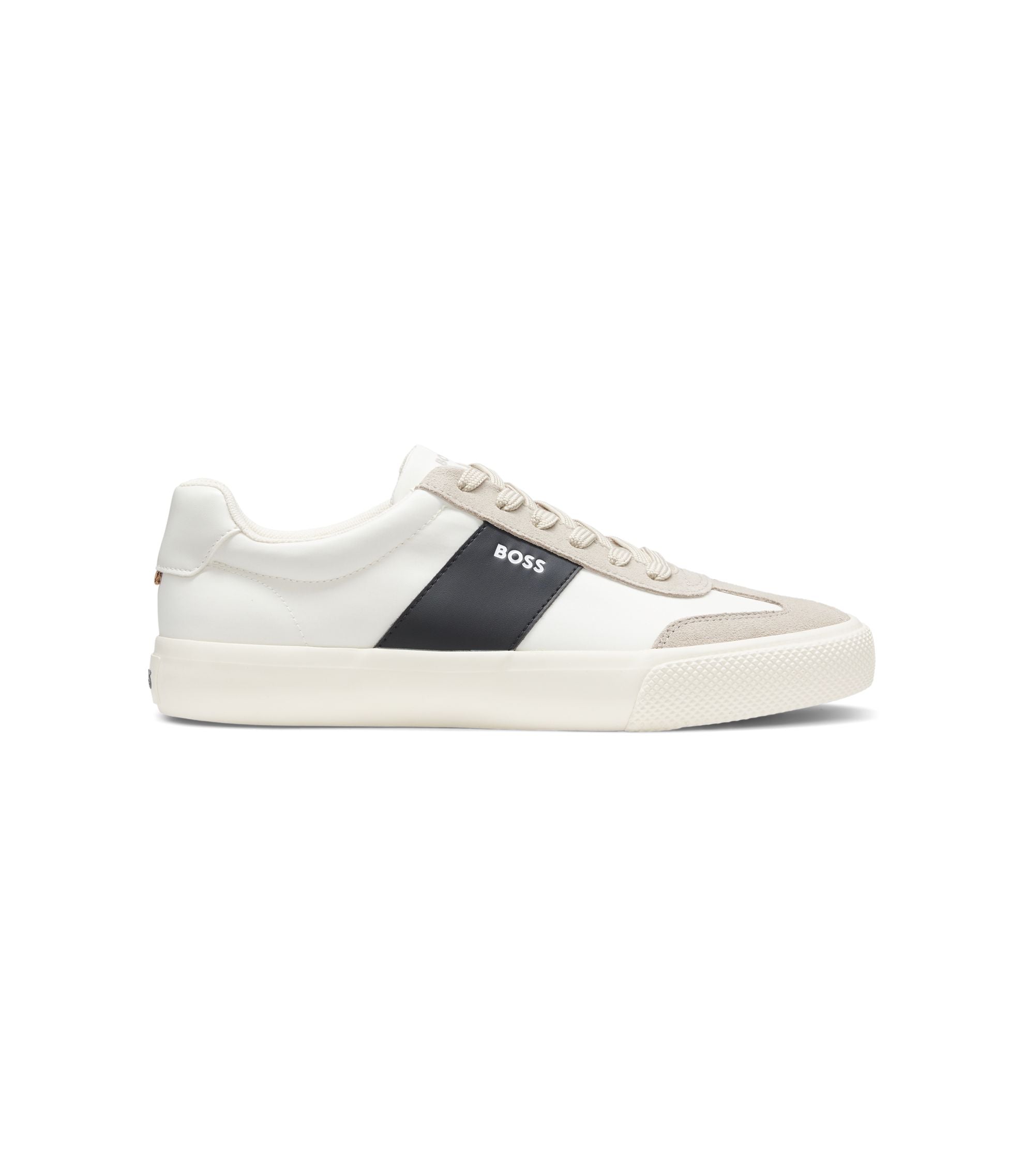 Boss Low Top Trainers With Suede Trims Light Beige Light Beige