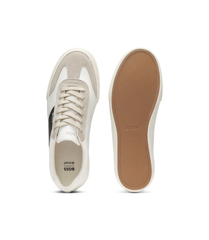 Boss Low Top Trainers With Suede Trims Light Beige Light Beige