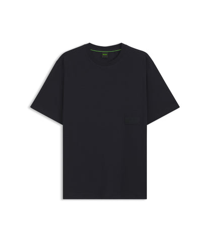 Boss Relaxed Fit T Shirt In Cotton Jersey Dark Blue