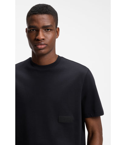 Boss Relaxed Fit T Shirt In Cotton Jersey Dark Blue