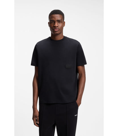 Boss Relaxed Fit T Shirt In Cotton Jersey Dark Blue