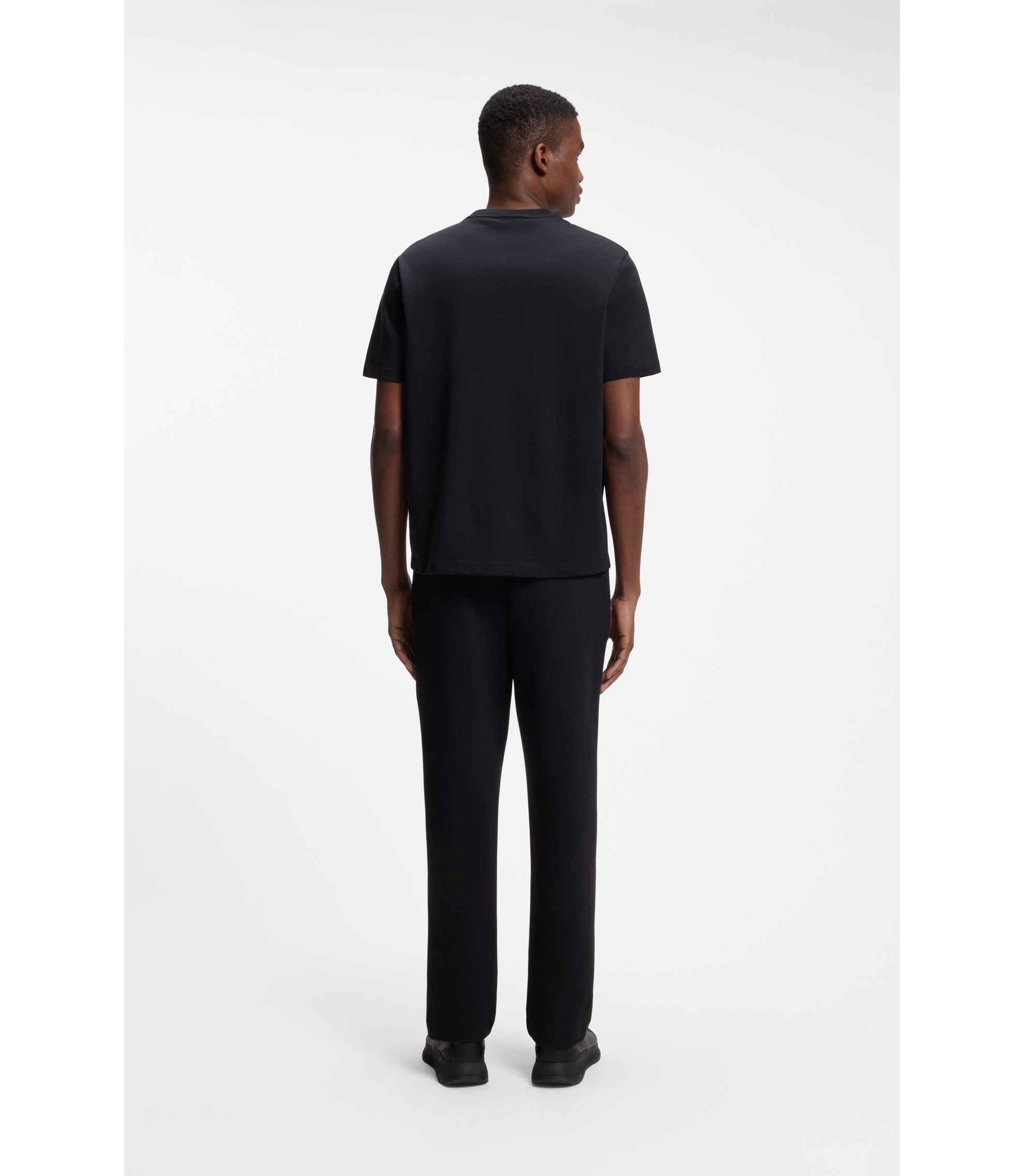 Boss Relaxed Fit T Shirt In Cotton Jersey Dark Blue