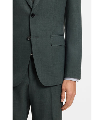 Boss Patterned Slim Fit Jacket In Stretch Wool Light Green